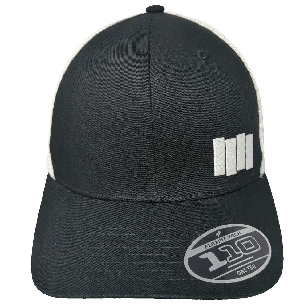 Yupoong Black Flag Band Trucker Hat White One Size Mesh Snapback Logo Graphics
